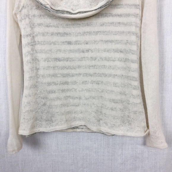 Anthro Moth | Cream Striped Cowl Neck Sweater | S - Picture 4 of 8